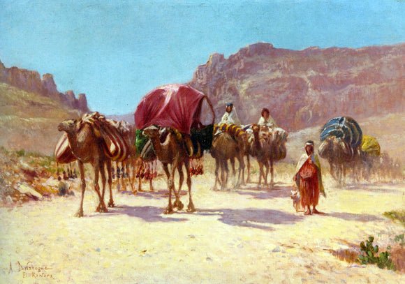  Alexis Auguste Delahogue An Algerian Caravan - Canvas Art Print