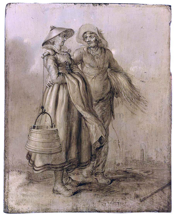  Adriaen Pietersz Van de Venne An Amorous Peasant Couple Conversing - Canvas Art Print
