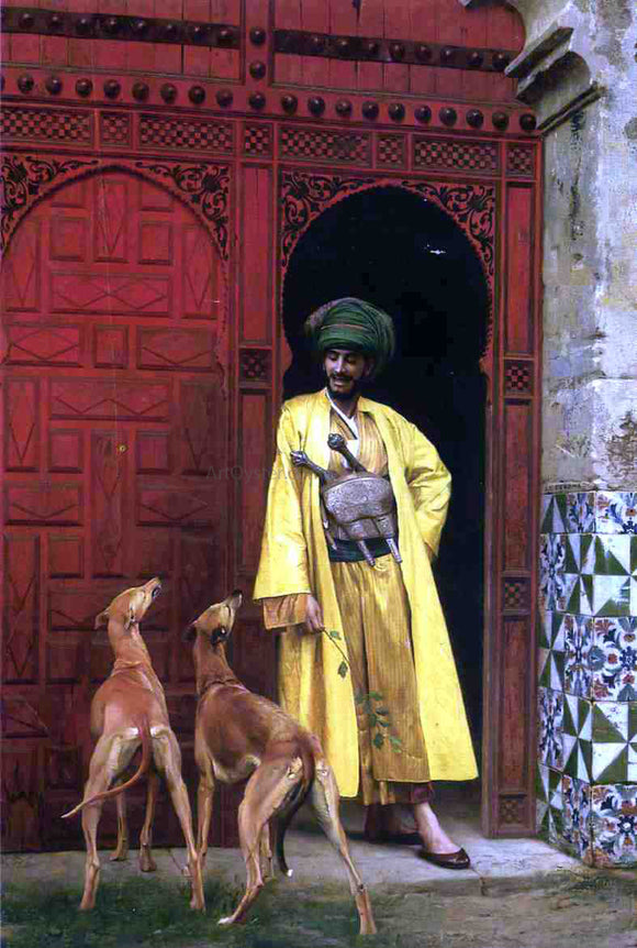  Jean-Leon Gerome An Arab and His Dogs - Canvas Art Print