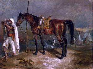  Hans Von Marees An Arab Beside His Horse - Canvas Art Print