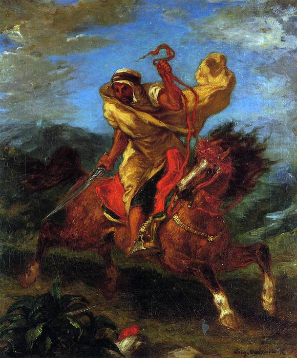  Eugene Delacroix An Arab Horseman at the Gallop - Canvas Art Print