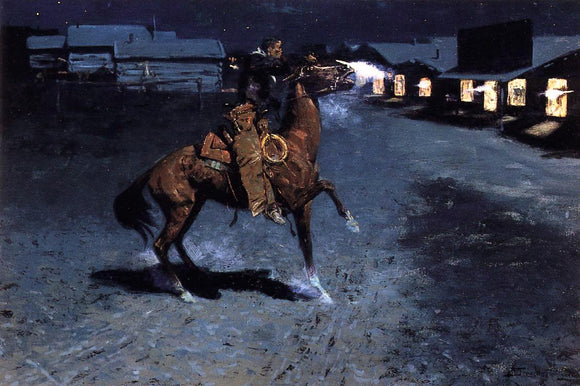  Frederic Remington An Arguement with the Town Marshall - Canvas Art Print