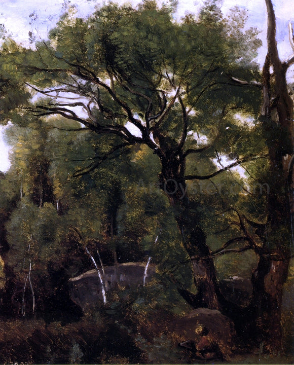  Jean-Baptiste-Camille Corot An Artist Painting in the Forest of Fountainebleau - Canvas Art Print