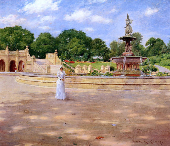  William Merritt Chase An Early Stroll in the Park - Canvas Art Print