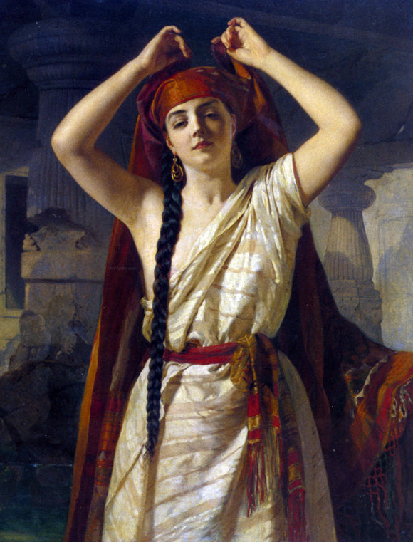  Henri-Guillaume Schlesinger An Egyptian Girl Preparing for the Bath - Canvas Art Print