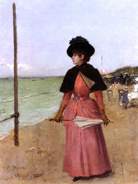  Ernest Ange Duez An Elegant Lady On The Beach - Canvas Art Print