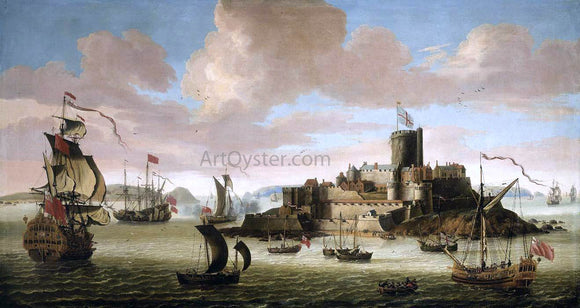  Jacob Knyff An English Ship and other Shipping off Castle Cornet, Guernsey - Canvas Art Print