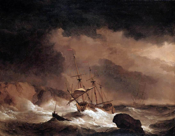  The Younger Willem Van de  Velde An Indiaman in a Gale off a Rocky Coast - Canvas Art Print