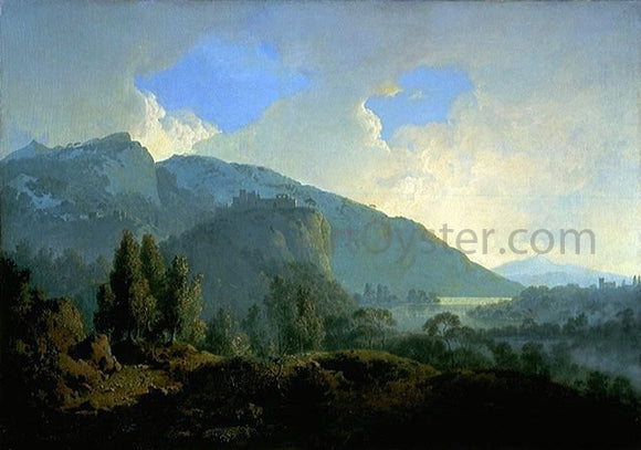  Joseph of Derby An Italian Landscape with Mountains and a River - Canvas Art Print