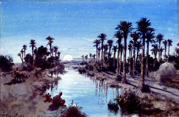  Paul Pascal An oasis at night - Canvas Art Print