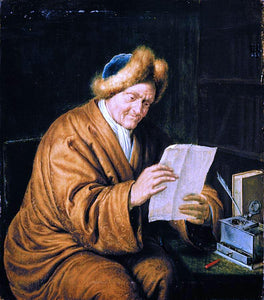  Willem Van Mieris An Old Man Reading - Canvas Art Print