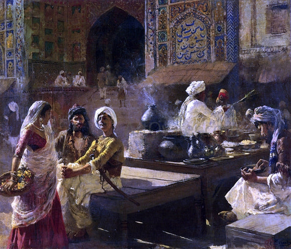  Edwin Lord Weeks An Open-Air Kitchen, Lahore, India - Canvas Art Print