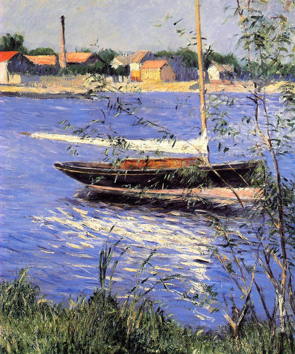  Gustave Caillebotte Anchored Boat on the Seine at Argenteuil - Canvas Art Print
