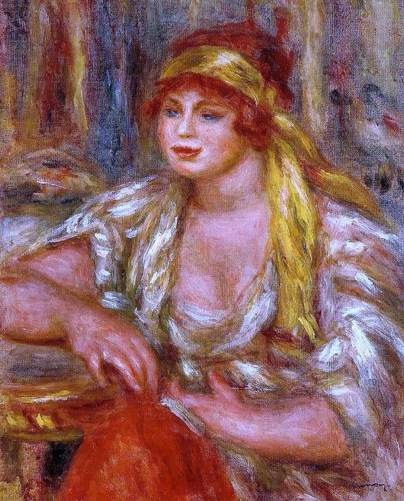  Pierre Auguste Renoir Andree in Yellow Turban and Blue Skirt - Canvas Art Print