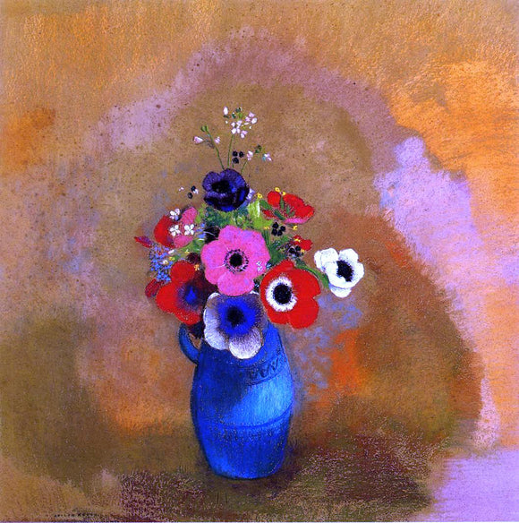  Odilon Redon Anemonies in a Blue Vase - Canvas Art Print