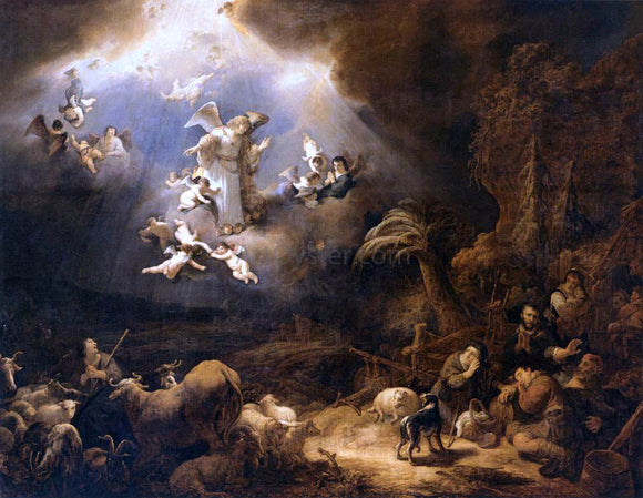  Govert Teunisz Flinck Angels Announcing the Birth of Christ to the Shepherds - Canvas Art Print