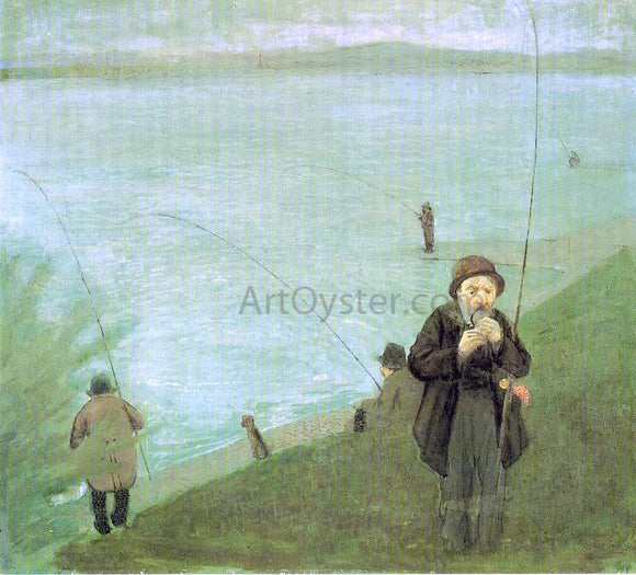  August Macke Anglers on the Rhine - Canvas Art Print