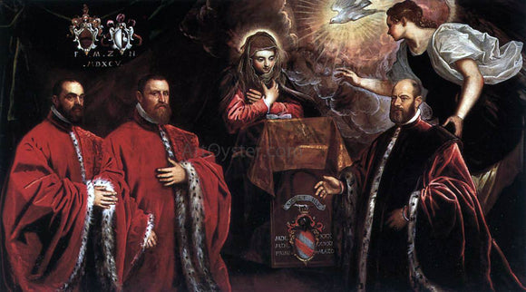  Domenico Robusti Annunciation and Three Avogadri - Canvas Art Print