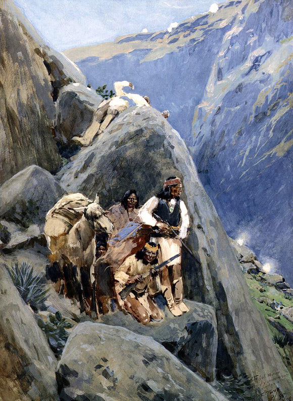  Henry F Farney Apache Indians in the Mountains - Canvas Art Print