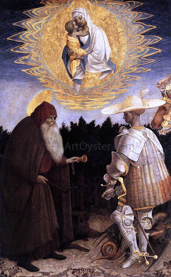  Antonio Pisanello Apparition of the Virgin to Sts Anthony Abbot and George - Canvas Art Print
