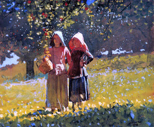  Winslow Homer Apple Picking (also known as Two Girls in sunbonnets or in the Orchard) - Canvas Art Print
