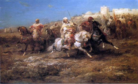  Adolf Schreyer Arab Horsemen - Canvas Art Print