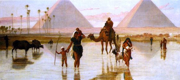  Frederick Goodall Arabs Crossing A Flooded Field By The Pyramids - Canvas Art Print
