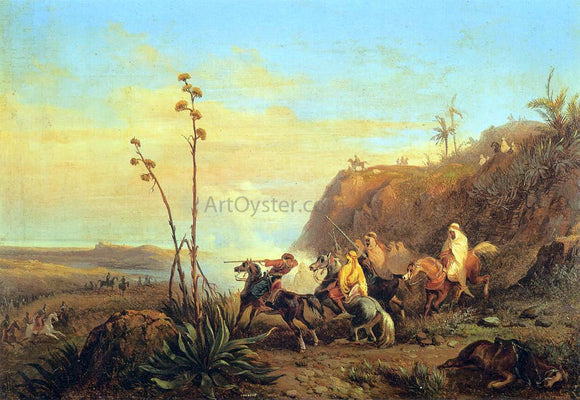  Massimo Marquis D'Azeglio Arabs on Horseback - Canvas Art Print