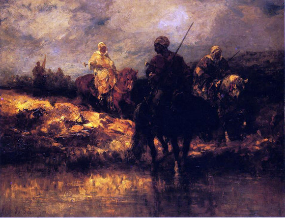  Adolf Schreyer Arabs on Horseback - Canvas Art Print