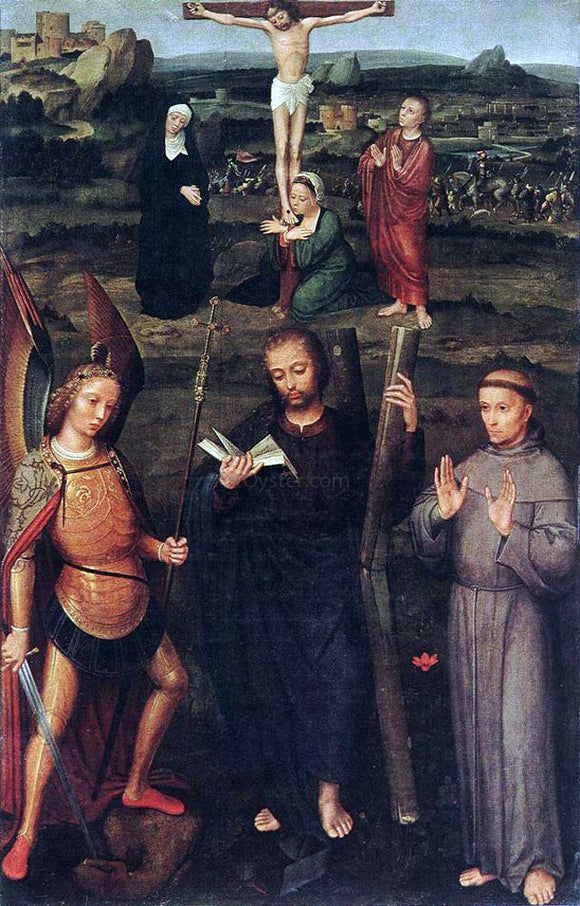  Adriaen Isenbrandt Ysenbrandt Archangel St Michael, St Andrew and St Francis of Assisi - Canvas Art Print