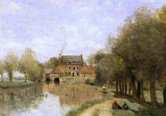  Jean-Baptiste-Camille Corot Arleux-du-Nord, the Drocourt Mill, on the Sensee - Canvas Art Print