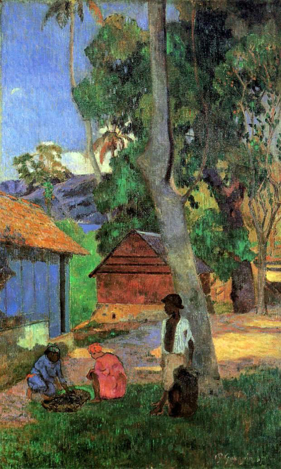 Paul Gauguin Around the Huts - Canvas Art Print
