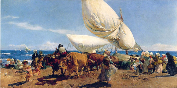  Joaquin Sorolla Y Bastida Arrival of the Fishing Boats on the beach, Valencia - Canvas Art Print