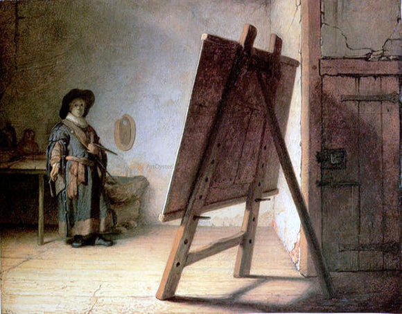  Rembrandt Van Rijn Artist in His Workshop - Canvas Art Print