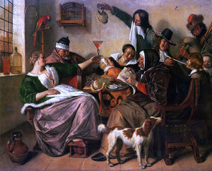  Jan Steen As the Old Sing, So Pipe the Young - Canvas Art Print