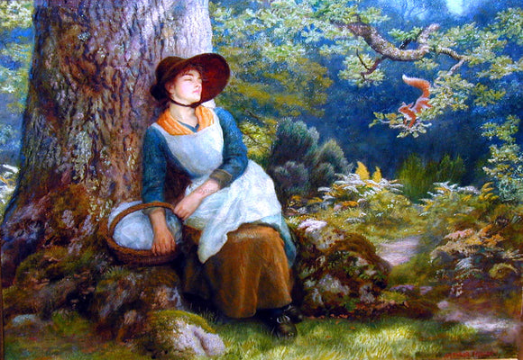  Arthur Hughes A Woman Asleep in the Woods - Canvas Art Print