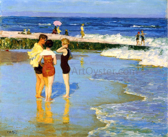  Edward Potthast At Rockaway Beach - Canvas Art Print