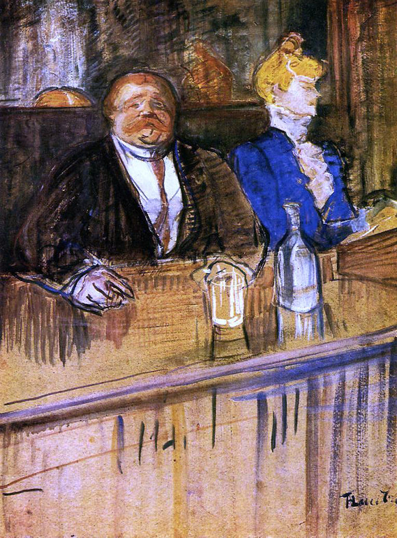  Henri De Toulouse-Lautrec At the Cafe: The Customer and the Anemic Cashier - Canvas Art Print
