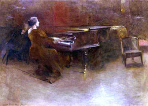  John White Alexander At the Piano (also known as Helen Hopekirk Wilson, 1894) - Canvas Art Print