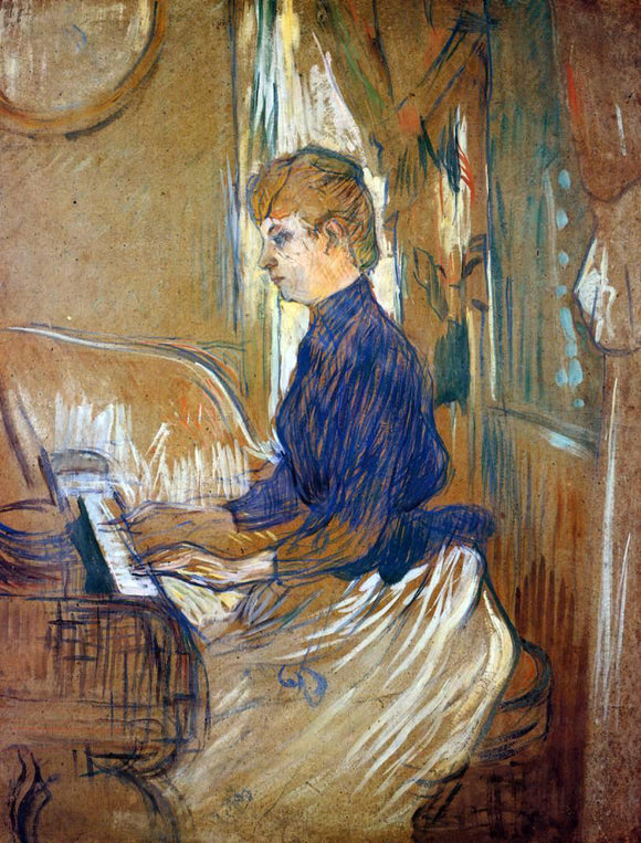  Henri De Toulouse-Lautrec At the Piano - Madame Juliette Pascal in the Salon of the Chateau de Malrome - Canvas Art Print