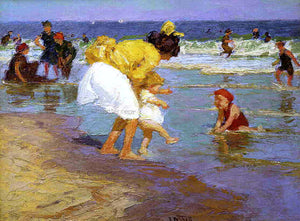  Edward Potthast At the Seaside - Canvas Art Print