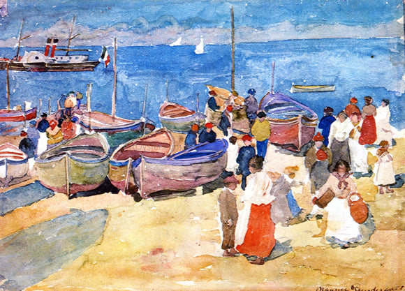 Maurice Prendergast At the Shore (Capri) - Canvas Art Print