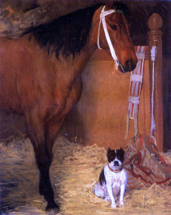  Edgar Degas At the Stables, Horse and Dog - Canvas Art Print