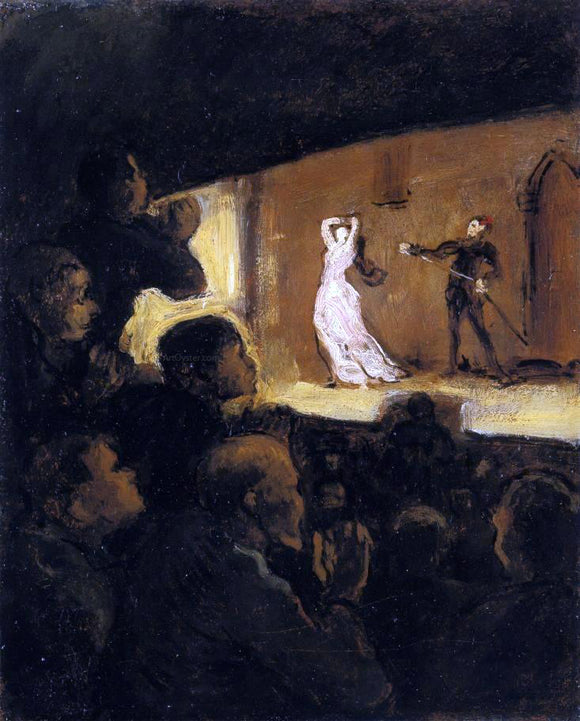  Honore Daumier At the Theater - Canvas Art Print