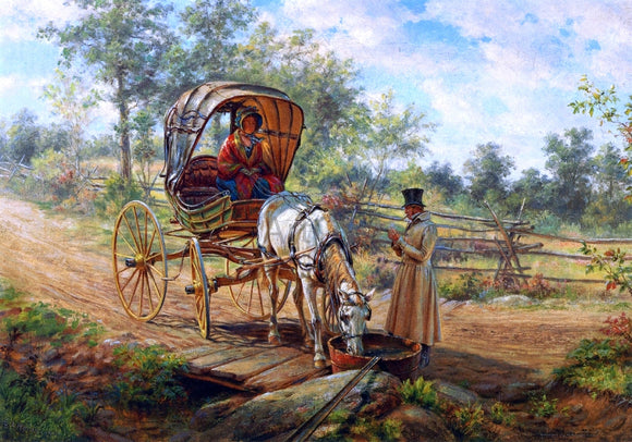 Edward Lamson Henry At the Watering Trough - Canvas Art Print