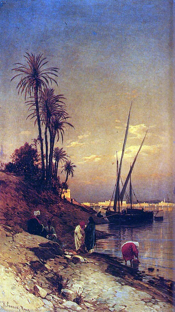  Hermann Solomon Corrodi At The Water's Edge - Canvas Art Print