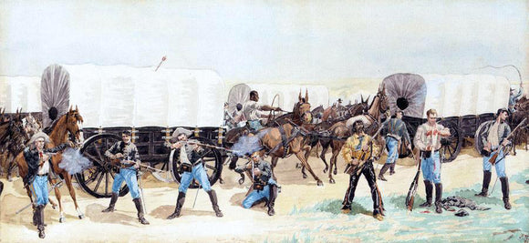  Frederic Remington Attack on the Supply Train - Canvas Art Print