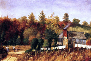  William Aiken Walker Autumn Scene in North Carolina with Cabin, Wash Line, and Cornfield - Canvas Art Print