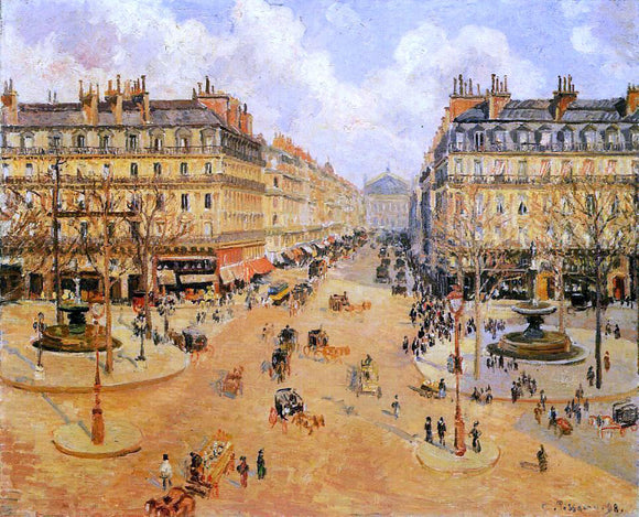  Camille Pissarro Avenue de l'Opera: Morning Sunshine - Canvas Art Print