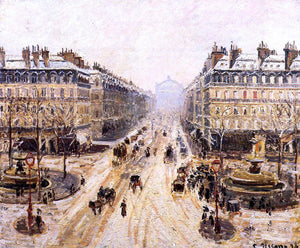 Camille Pissarro Avenue de l'Opera: Snow Effect - Canvas Art Print